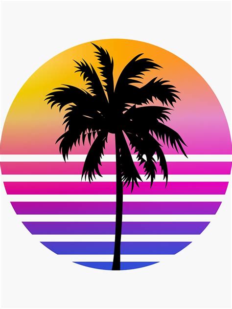 Retro 80s Sunset Palm Tree Aesthetic Sticker For Sale By