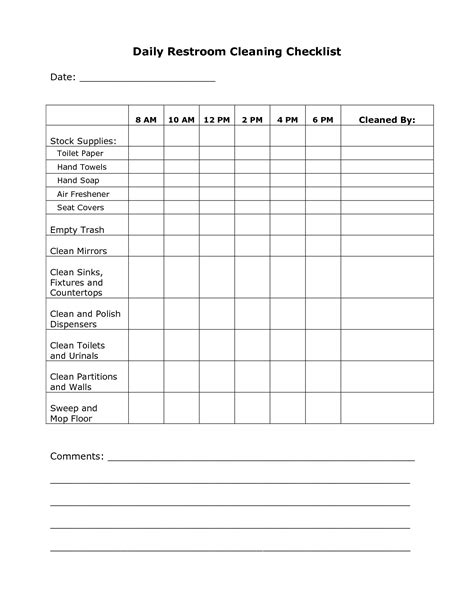 A mileage log sheet is only applicable to individuals who are eligible for the irs's mileage reimbursement program. Daily+Bathroom+Cleaning+Checklist | Cleaning checklist template, Bathroom cleaning checklist ...
