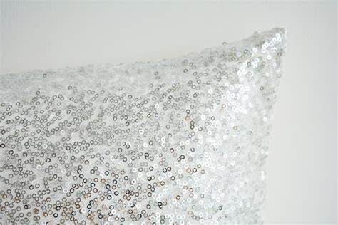Silver And White Sequin Pillow Cover Silver Holiday Decor Etsy