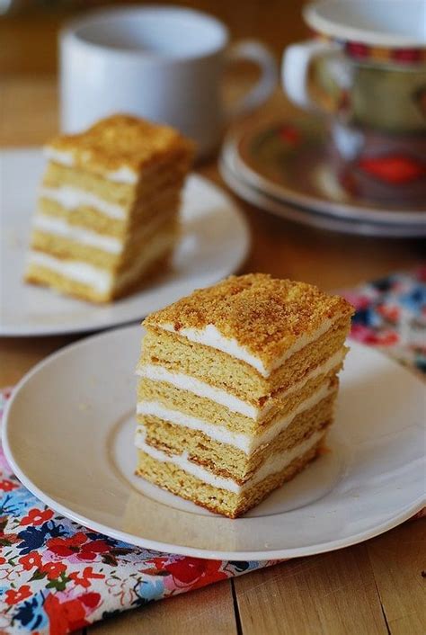 russian honey cake with cooked flour frosting medovik russian honey cake desserts russian