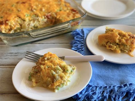 Place the hash brown potatoes in the bottom of the baking dish. Hearty Egg & Hash Brown Overnight Brunch Casserole Recipe