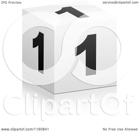 Clipart Of A 3d Black And White Number 1 Cube Royalty