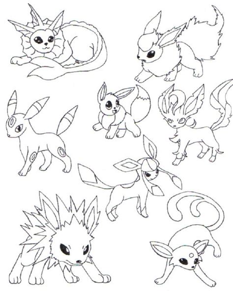Pokemon Coloring Pages Eevee Evolutions Together Coloriage Pokemon