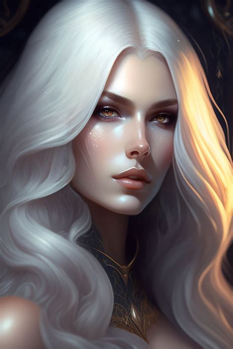 Lexica White Long Hair Vampire Glare Fantasy Magic Dark Pin Up Style Hair Dark Light Night