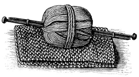 Black And White Graphics Vintage Knitting Clipart Ball Of Yarn