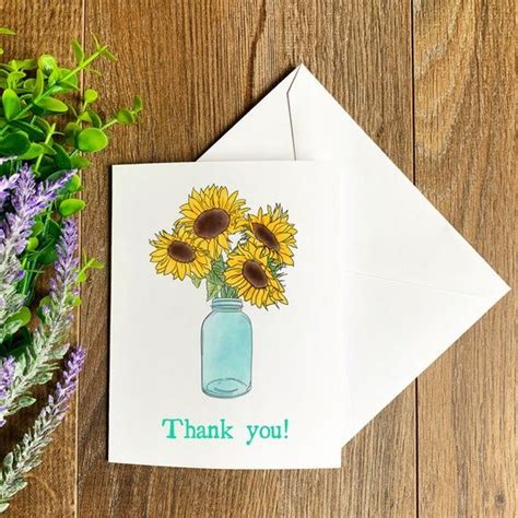 Sunflowers Thank You Cards Thank You Card In 2021 Thank You Cards