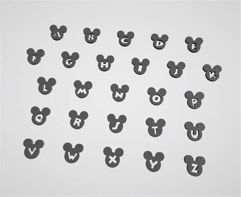 Stl File Mickey Ears Font Alphabet・3d Printable Model To Download・cults