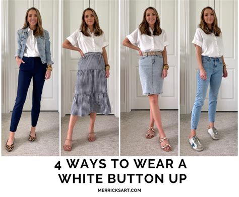 White Button Up Shirt Outfits 4 Ways To Wear It Merrick S Art