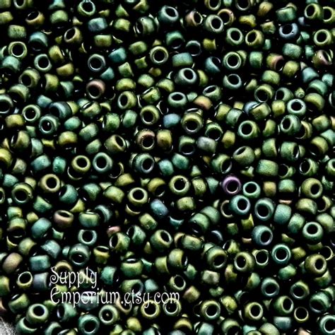 2047 Matte Metallic Dark Green Iris Miyuki 80 Seed Beads Etsy