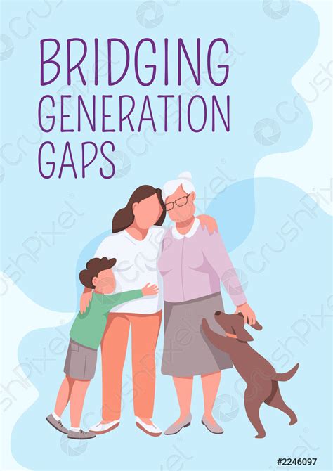 Bridging Generation Gaps Poster Flat Vector Template Stock Vector