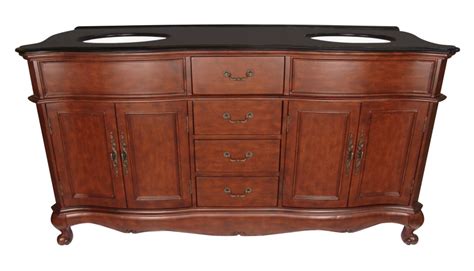 It features classy, wooden cabinets which ideally match earthy tiles on the wall and floor. 67 Inch Double Sink Bathroom Vanity in Mahogany UVLKLK5967