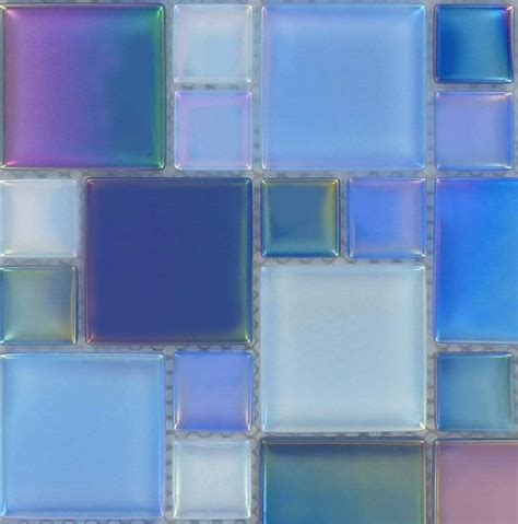 Marine Squares Blue Glossy And Iridescent Glass Tilessample In 2022 Iridescent Glass Tiles