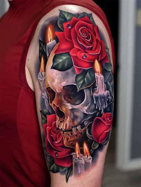 50 Skull And Rose Tattoos Meanings Tattoo Designs And More