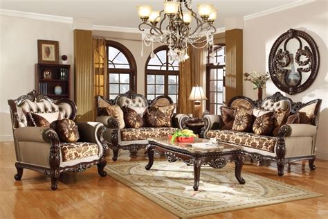 Antique Style Wing Back Sofa And Love Seat French Provincial Living Room Set