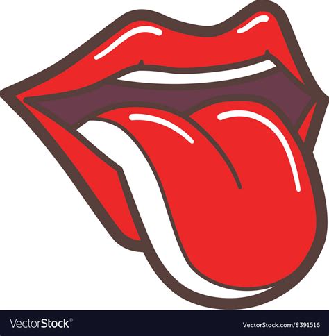 Open Mouth With Red Lips And Tongue Sticking Out Vector Image