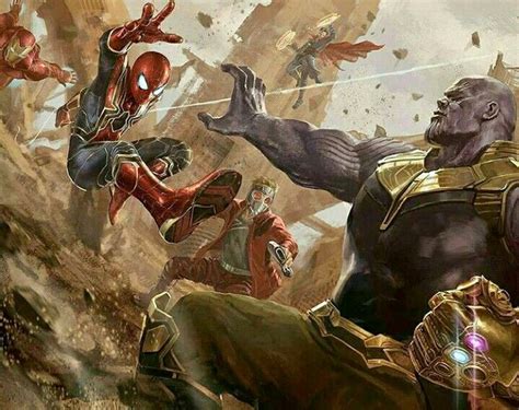 Avengers Vs Thanos Art By Theknott14 Avengers Infinity War Spider