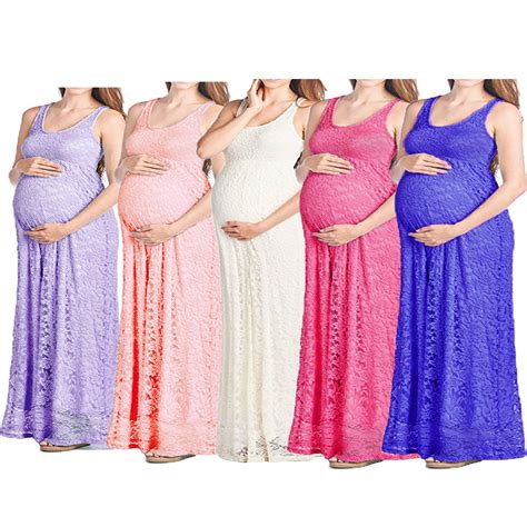 Maxi Maternity Gown Clothes For Photo Shoot Lace Long Maternity Photography Props Pregnancy