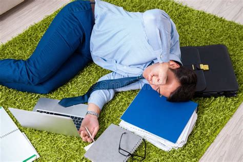 The Tired And Exhausted Businessman Relaxing After Hard Day Stock Image Image Of Business