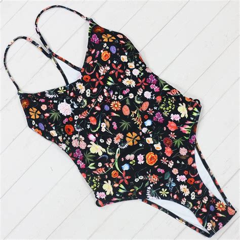New Sexy Floral Printed One Piece Swimsuits Push Up Swimwear Women