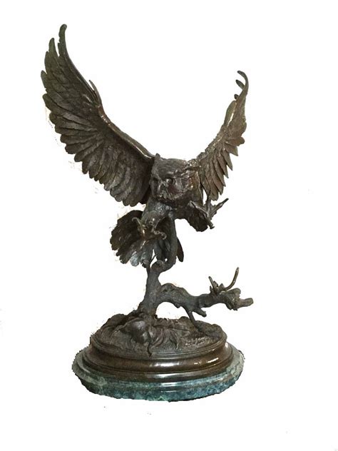 31h Owl Lost Wax American Bronzes Sculpture Statue By Jules Moigniez