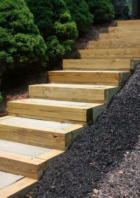16 Timber Stairs And Retaining Walls Ideas Backyard Garden Stairs Sloped Backyard