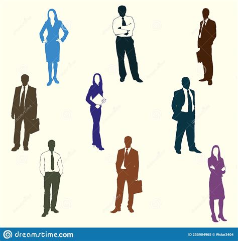 Business People Icons A Group Of Standing Business People Colorful