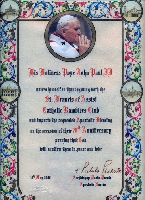 First 4 Papal Blessings Awarded To The Club