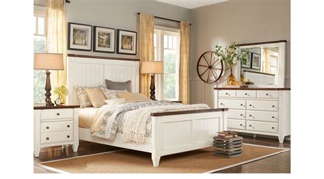 Cottage Town White 5 Pc Queen Panel Bedroom Bedroom Sets Furniture