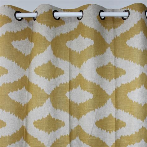 New Vintage Yellow Geometry Abstract Cotton Linen Window Ready Curtains