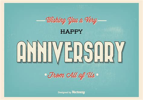 Retro Typographic Happy Anniversary Illustration Download Free Vector