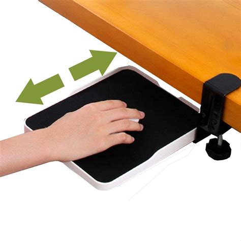 Mouse Tray Clamp Under Desk Mouse Platform Clip On Mouse Pad Slide Out