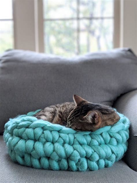 Chunky Yarn Cat Bed Free Crochet Pattern Jumbo Yarn Tutorial Pet