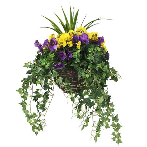Artificial Silk Pansy Ball Hanging Basket The Artificial Flowers Company