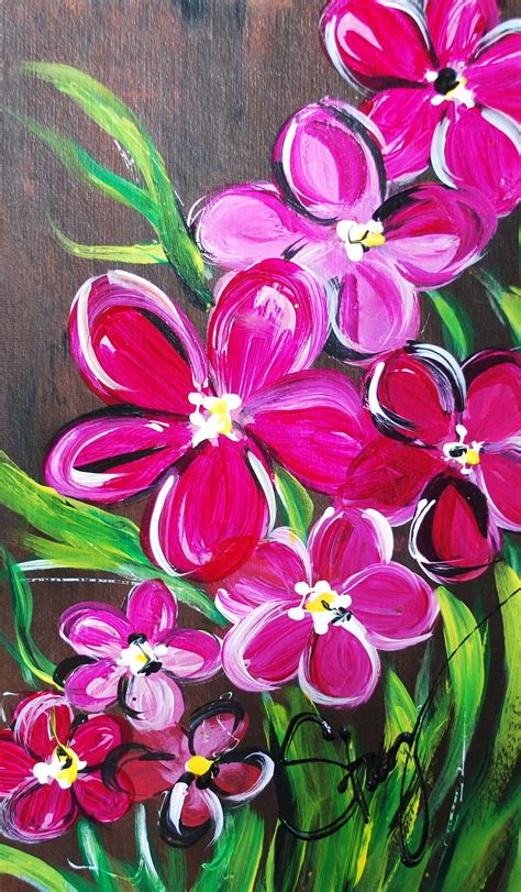 Pops Of Color Pretty Pink Flower Painting Simple Oil Painting Easy