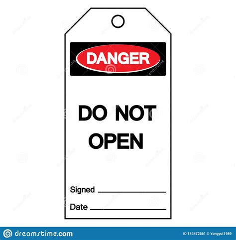 Danger Do Not Open Label Tag Symbol Signvector Illustration Isolate
