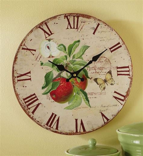 Vintage Country Red Apple Wall Clock Часы Яблоки Осень