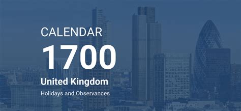 Year 1700 Calendar United Kingdom