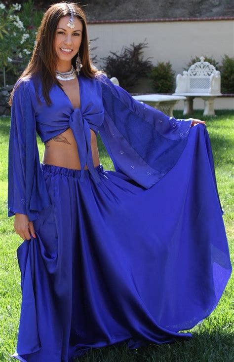 satin belly dance skirt blue silky soft fabric moves beautifully belly dance silks