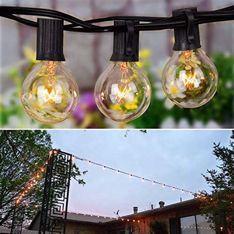 Upook Outdoor String Lights G40 Globe Patio Lights 25 Ft 27 Clear Bulbs
