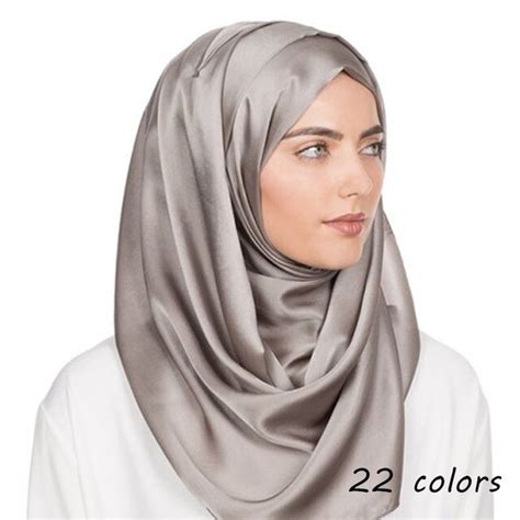 2018 New Silk Scarf Plain Maxi Hijab Scarfs Pure Elegant Muslim Hijabs