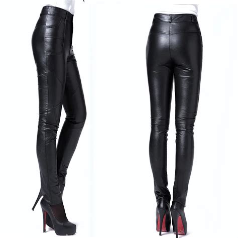 women s leather pants fashion classic skinny motorcycle pants high