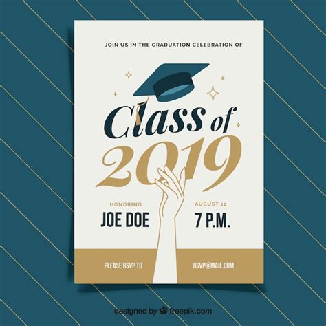 Premium Vector Classic Graduation Invitation Template With Flat Design