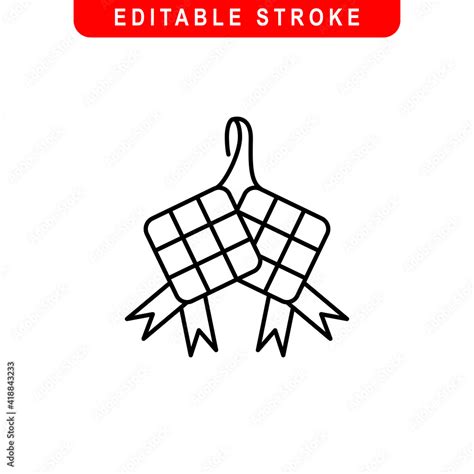 Ketupat Outline Icon Ketupat Line Art Logo Vector Illustration