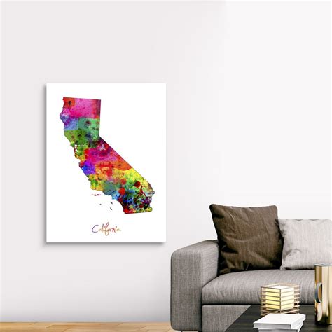 California Map Canvas Wall Art Print Map Home Decor Ebay