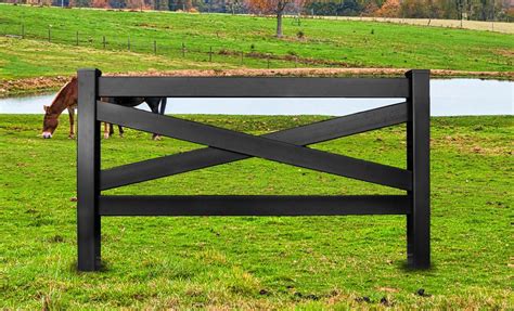 Black Crossbuck Vinyl Fence For Ranches Farm Horses Blackline Hhp