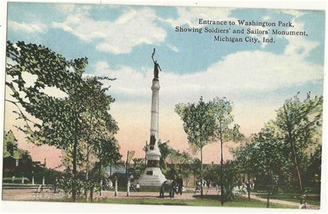 Entrance To Washington Park Monument Michigan City IN Indiana Military