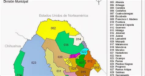 Mapa De Coahuila Con Nombres Y Division Politica Para Imprimir