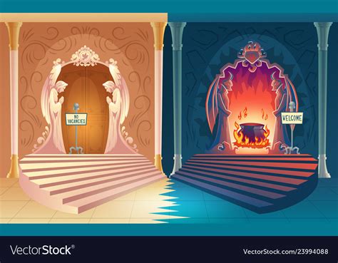 Closed Heaven And Opened Hell Gates Royalty Free Vector