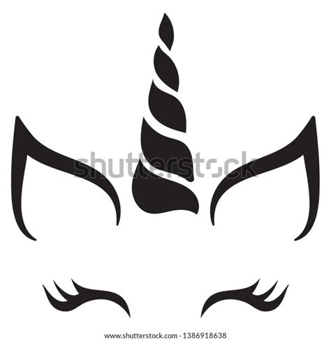 Unicorn Face Vector Silhouette Horn Ears Stockvector Rechtenvrij