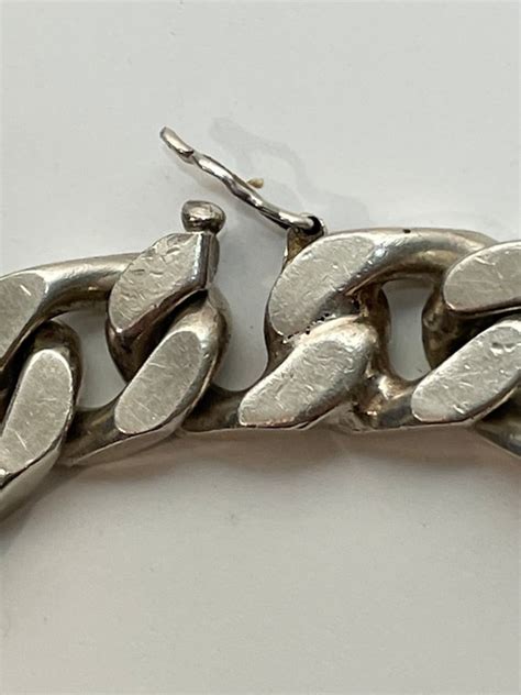 Vintage Sterling Silver Chunky Chain Link Bracelet I Gem